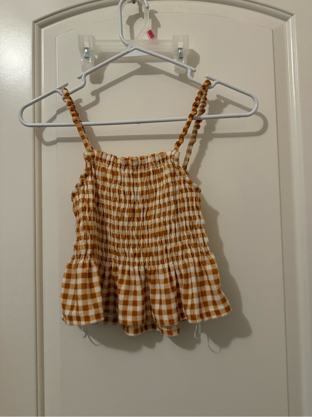 Target Yellow and White Gingham Smocked Crop Top